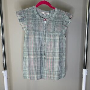 LOFT Multicolored Plaid Blouse